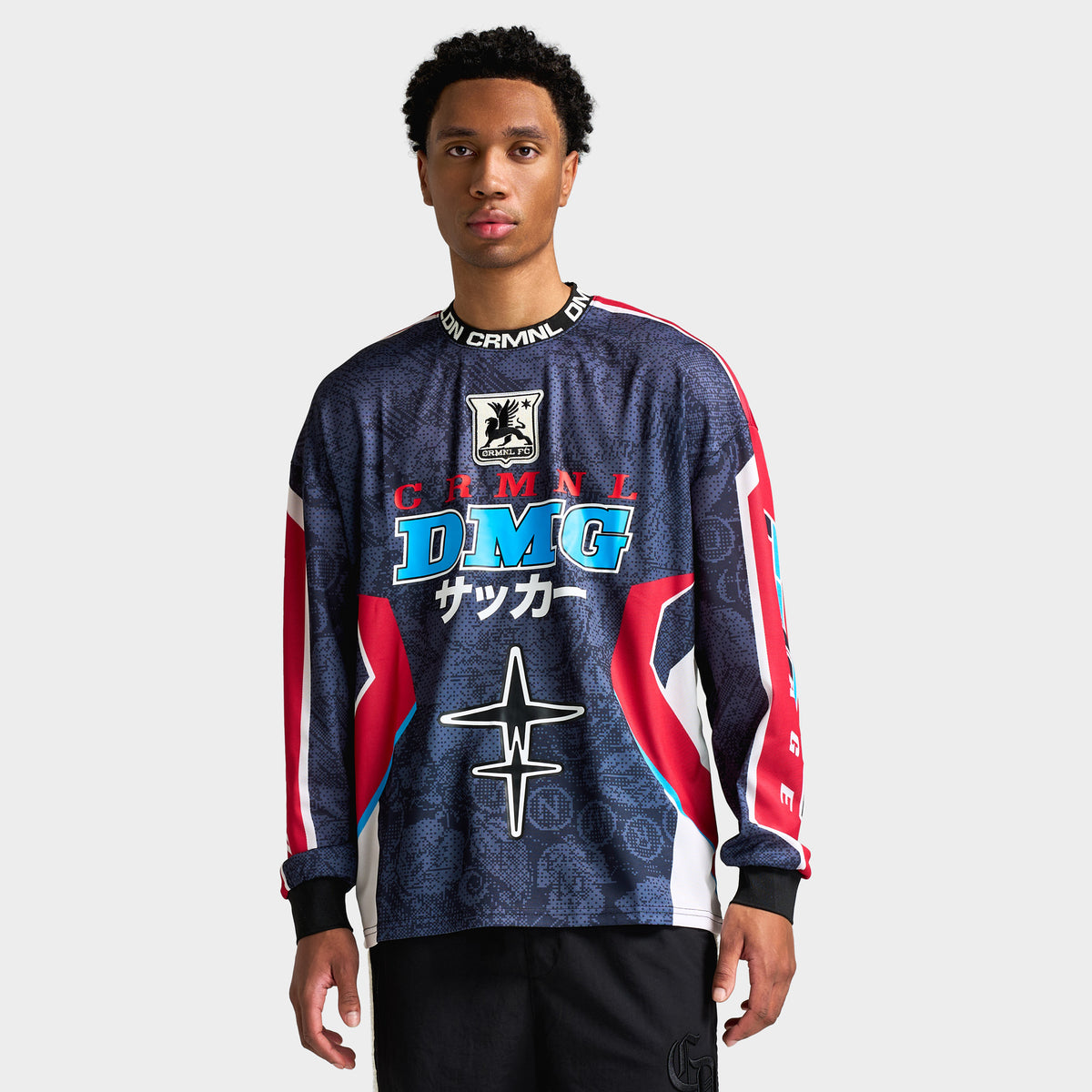 Criminal Damage Pixel Floral Football Jersey Blue / Red