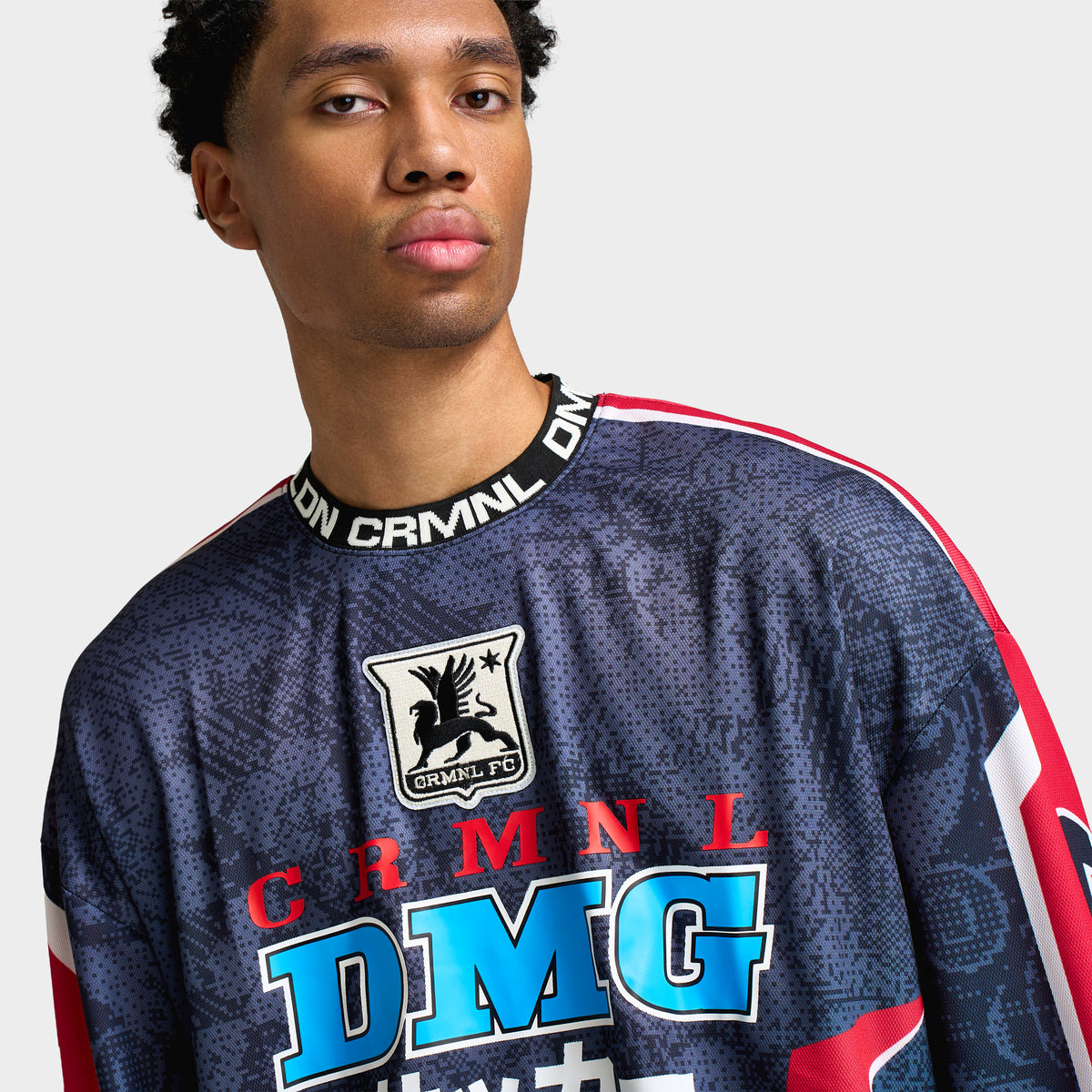 Criminal Damage Pixel Floral Football Jersey Blue / Red
