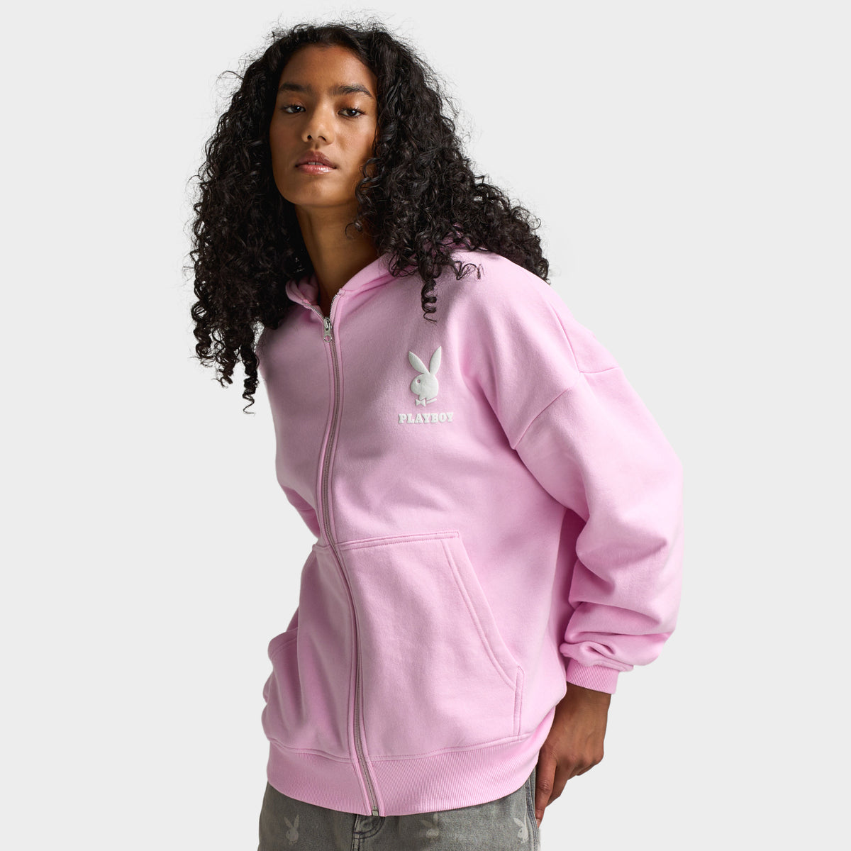 Playboy Front Zip Oversized Hoodie Baby Pink – JD Sports