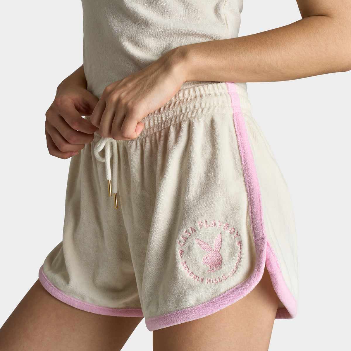 Playboy Retro Terry Short Off White / Pinkesque JD Sports