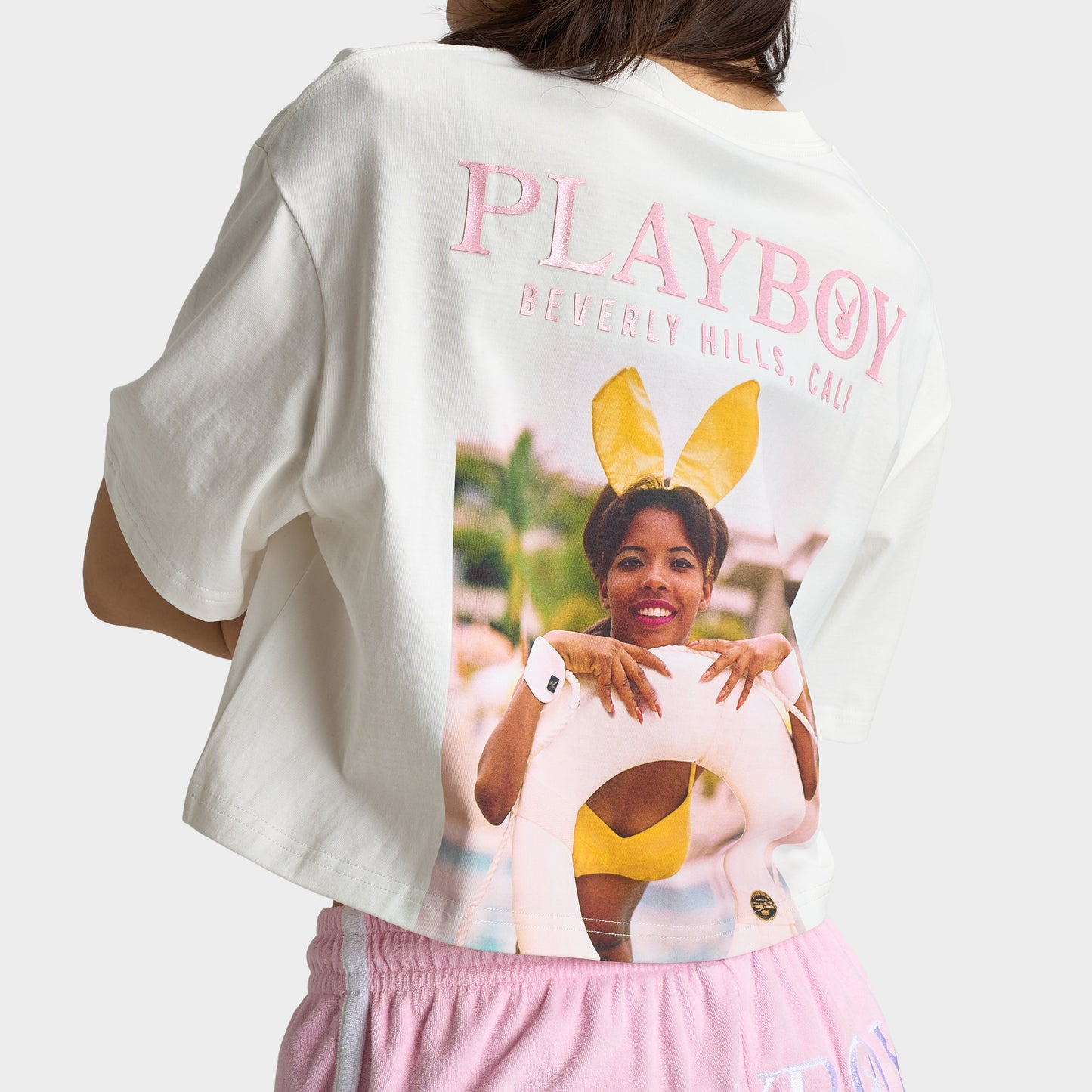 Playboy Femmes California Club T-Shirt Blanc cassé / Rosesque