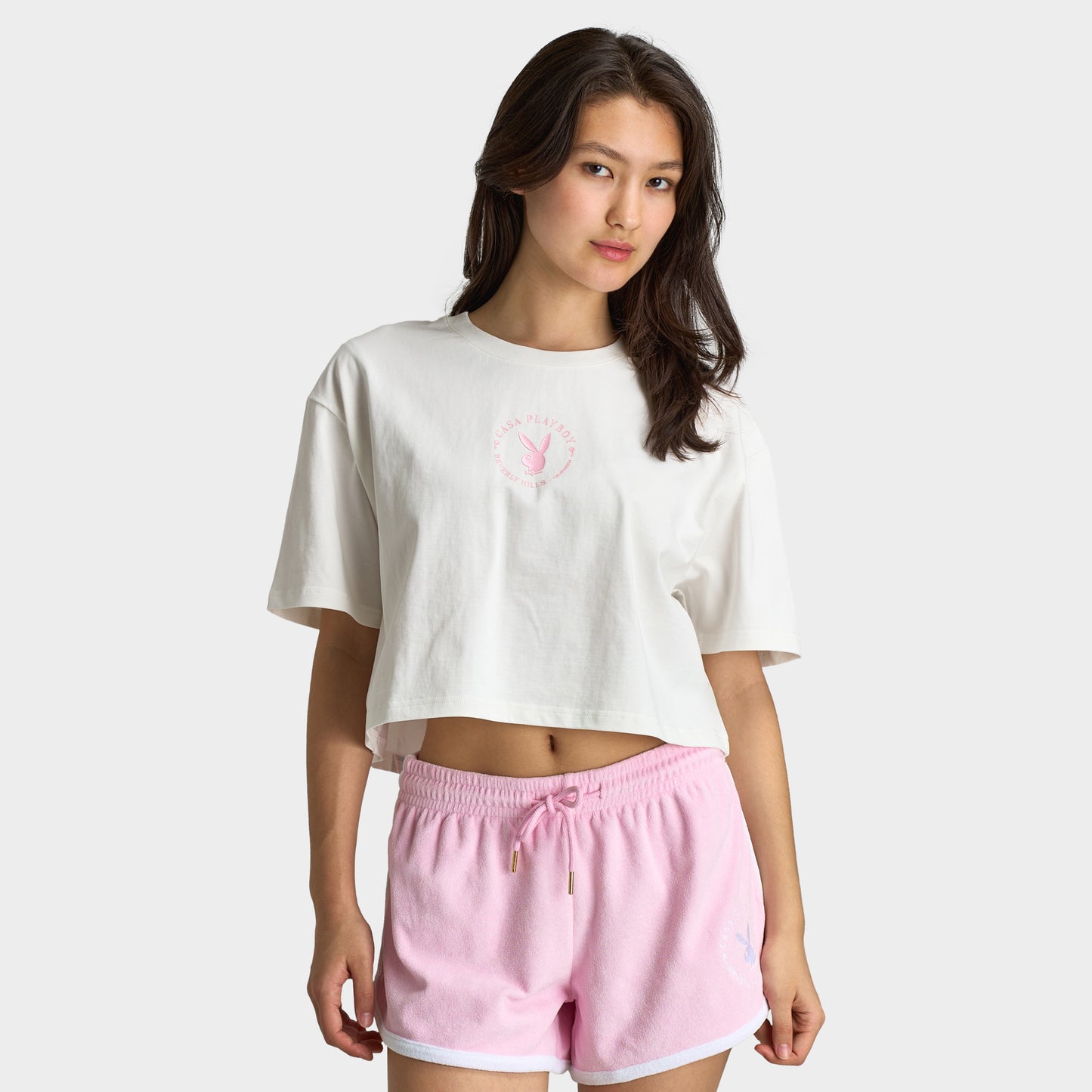 Playboy Femmes California Club T-Shirt Blanc cassé / Rosesque