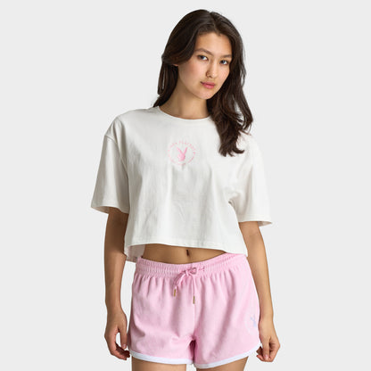 Playboy Femmes California Club T-Shirt Blanc cassé / Rosesque