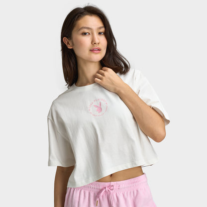 Playboy Femmes California Club T-Shirt Blanc cassé / Rosesque