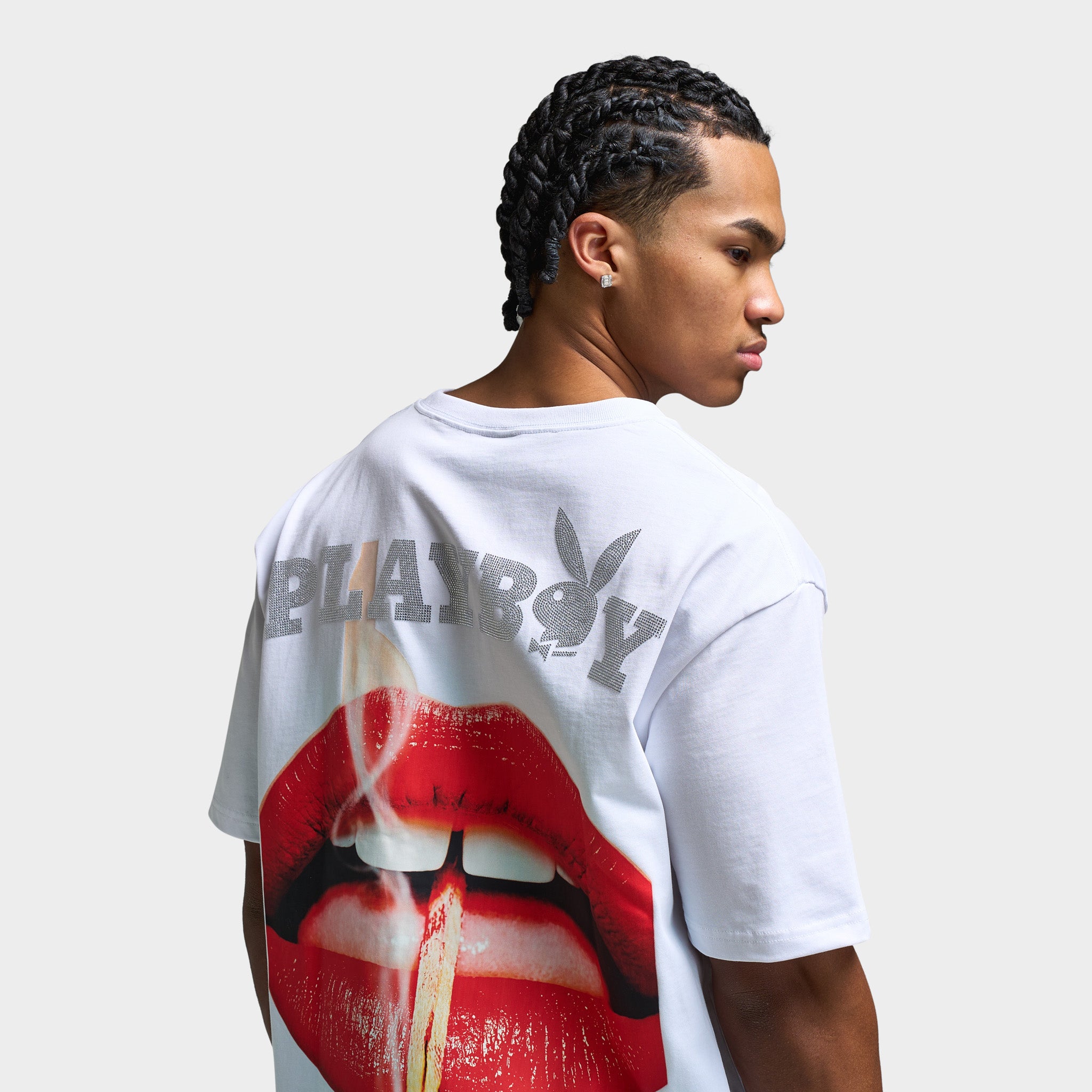 Playboy Women's Lips Diamonte Graphic T-Shirt / White – JD Sports
