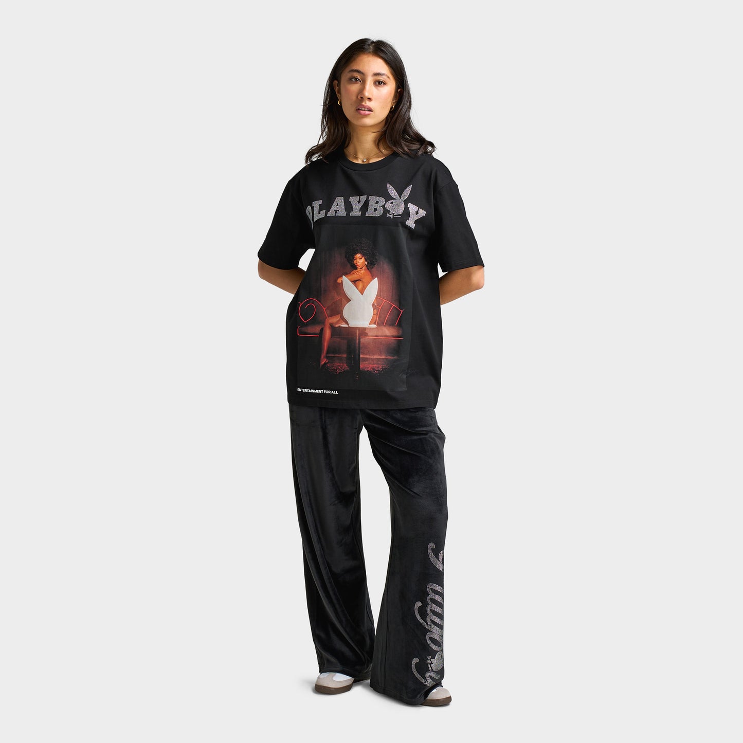 Playboy Chastity Samone Diamonte T-shirt / Noir