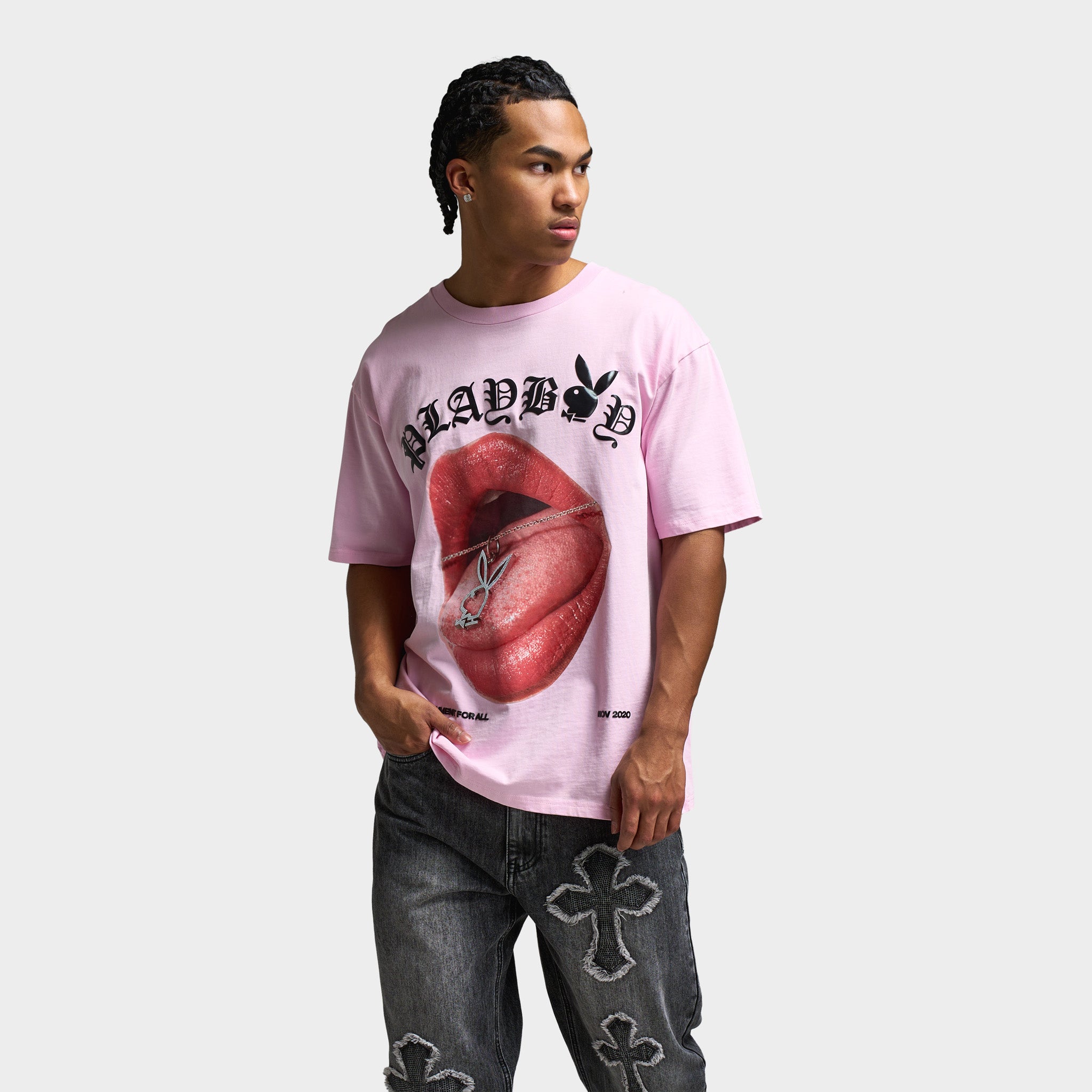 Playboy Bunny Necklace Oversized Graphic T-Shirt / Pink – JD Sports