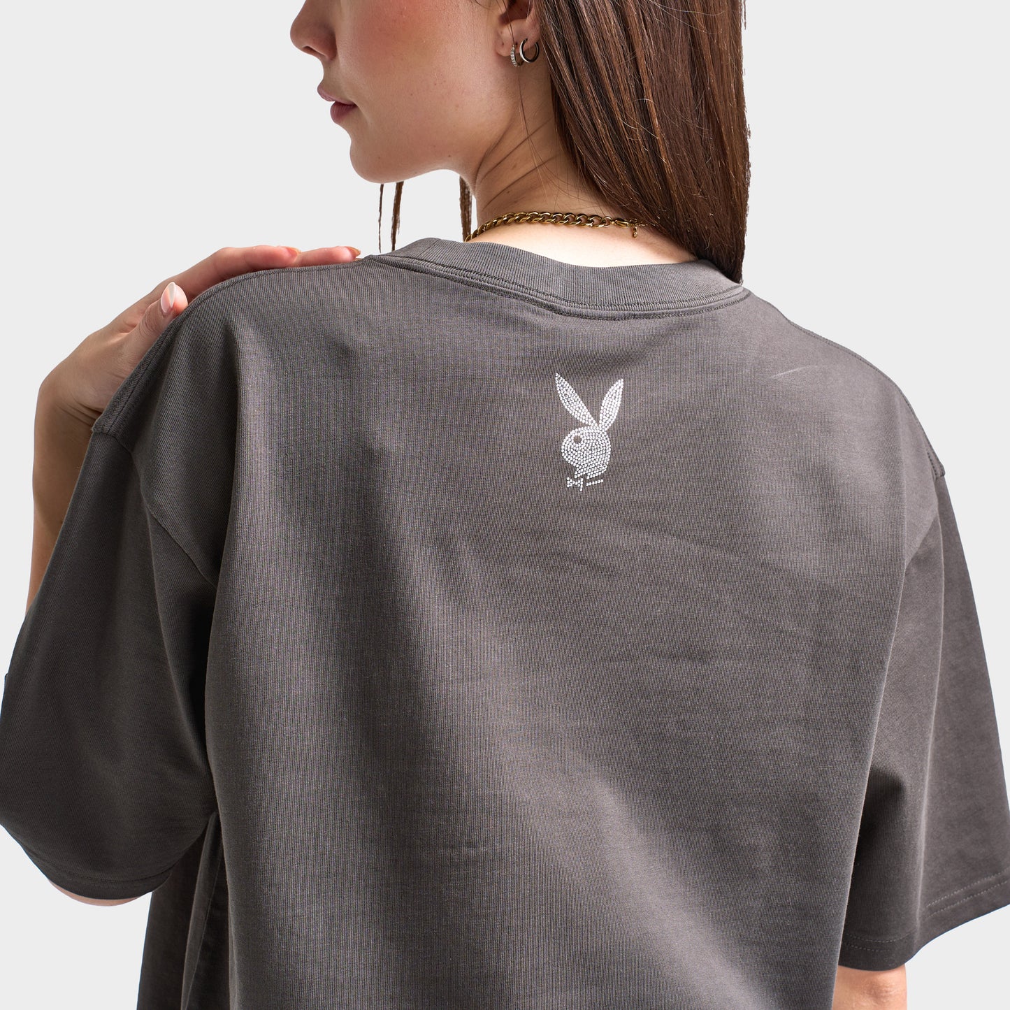 Playboy Diamonte Covers Oversized Graphic T-Shirt / Washed Black