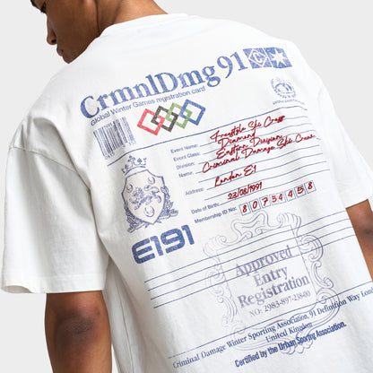 Criminal Damage Registration T-shirt / Blanc