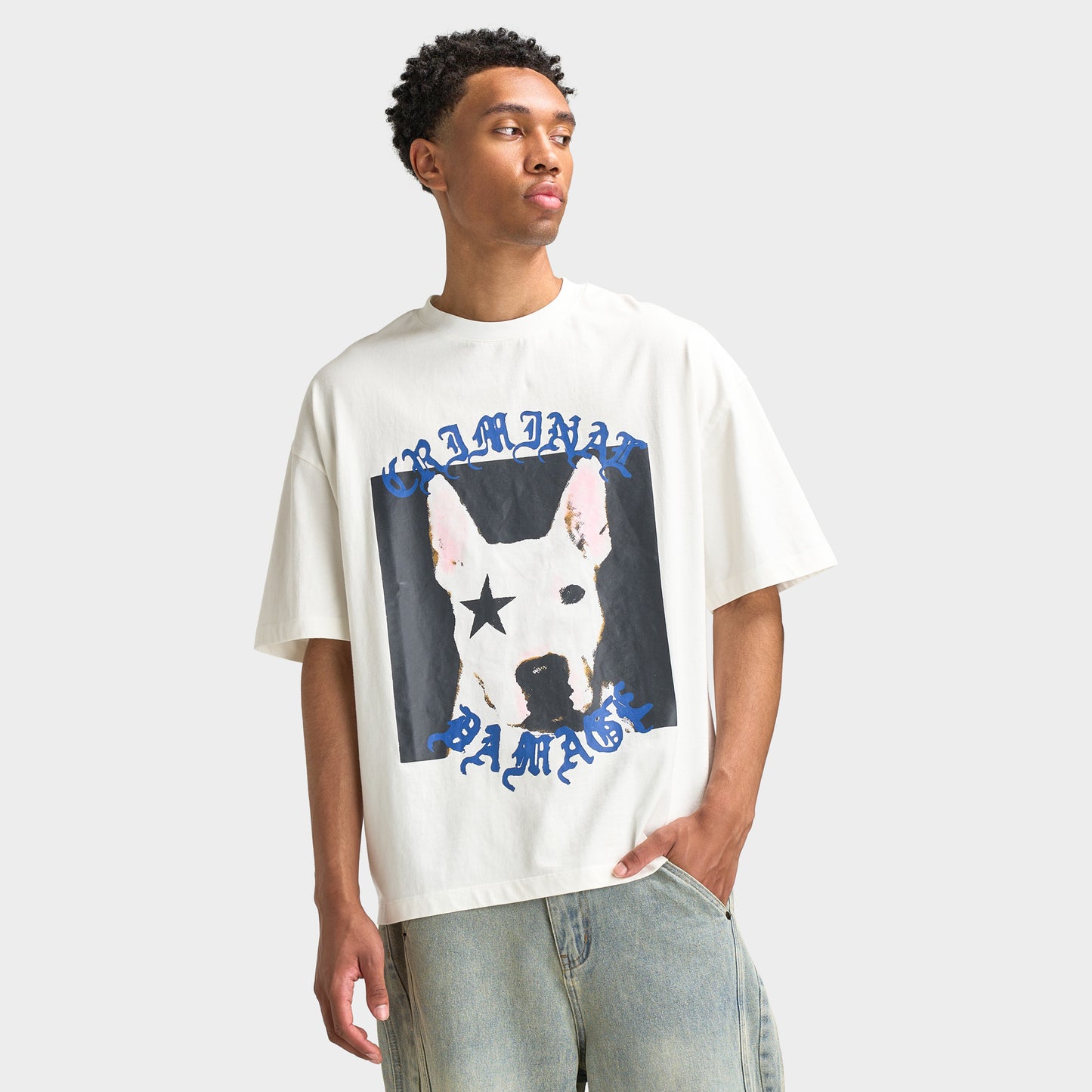 Criminal Damage T-shirt  Star Dog / Blanc Cassé