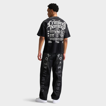 Criminal Damage Sun Fade Logo Mania T-shirt  / Noir Délavé