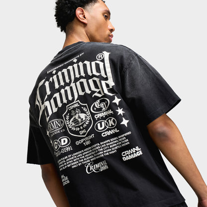 Criminal Damage Sun Fade Logo Mania T-shirt  / Noir Délavé