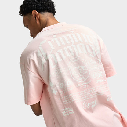 Criminal Damage T-shirt Sun Fade Logo Mania / Rose délavé