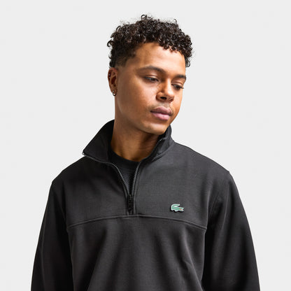 Lacoste Quarter Zip Classic Fit Double Face Sweatshirt / Blk