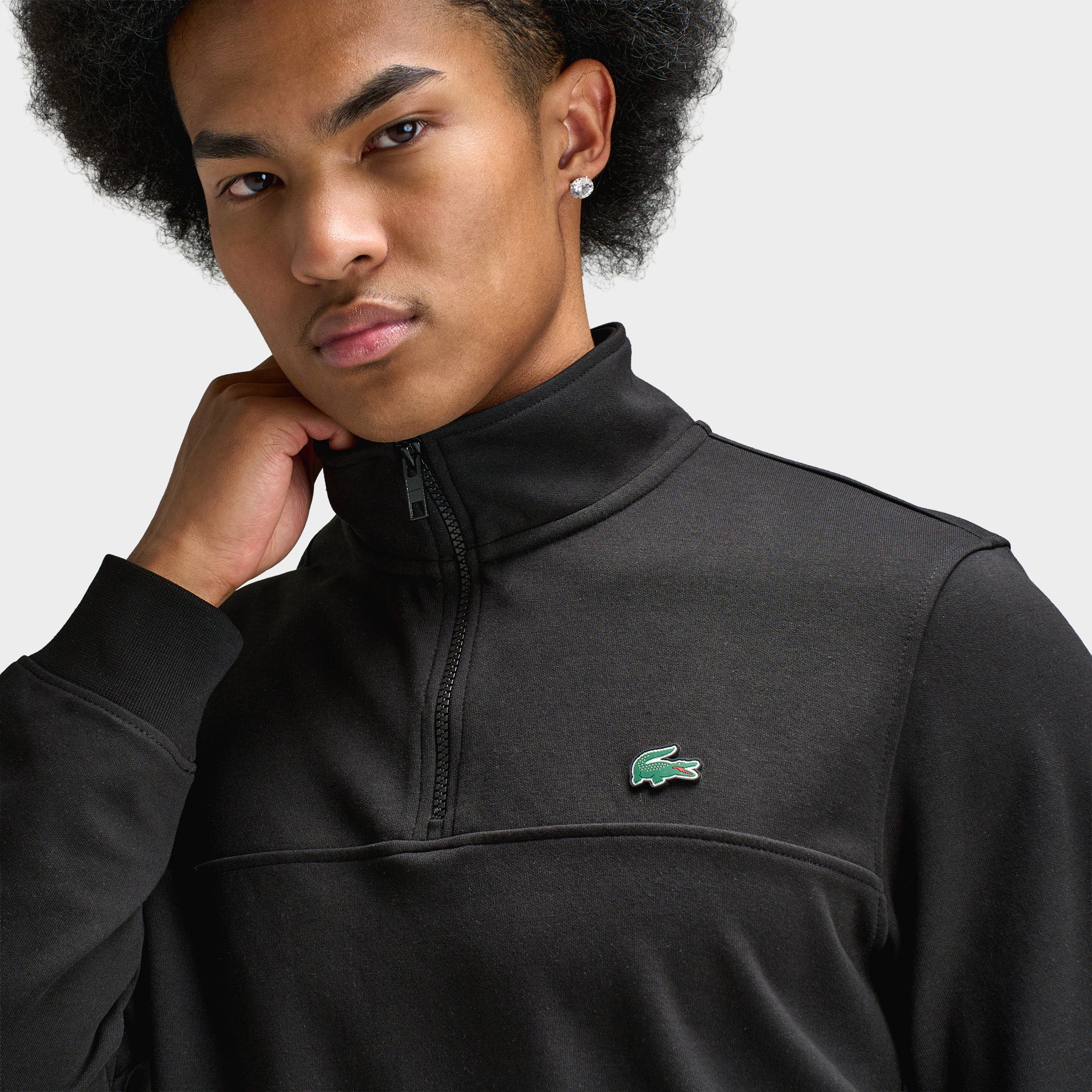 Lacoste Double Knit Half-Zip Sweater / Black – JD Sports