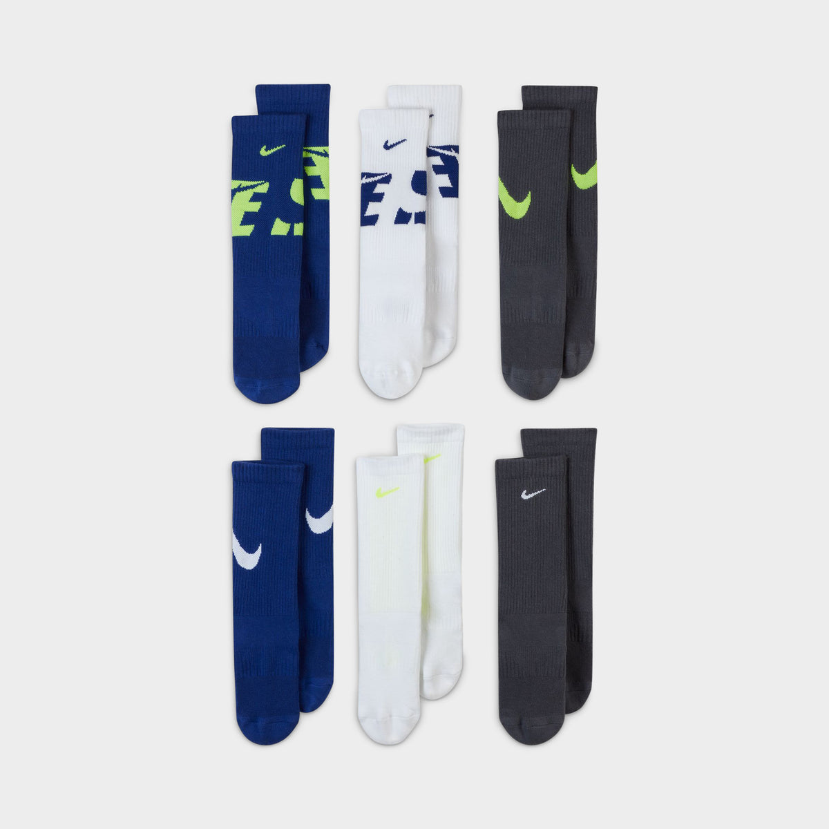 Nike Everyday Kids' Cushioned Crew Socks (6 Pairs) / Multi-color | JD ...
