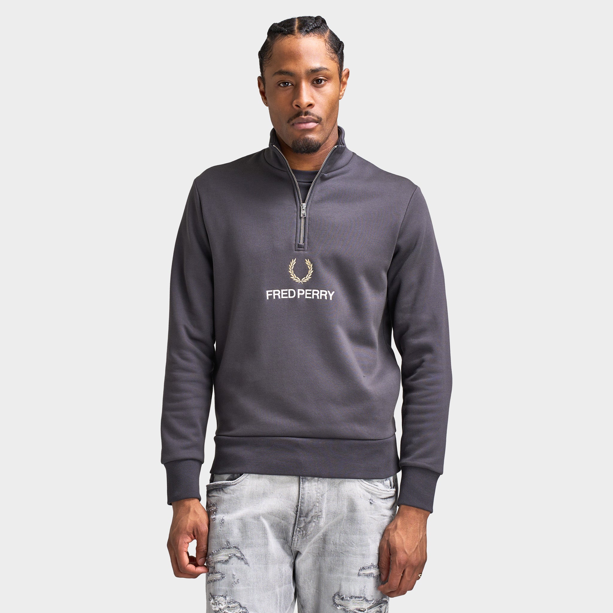 Fred Perry Stacked FLP Half-Zip / Anchor Grey – JD Sports