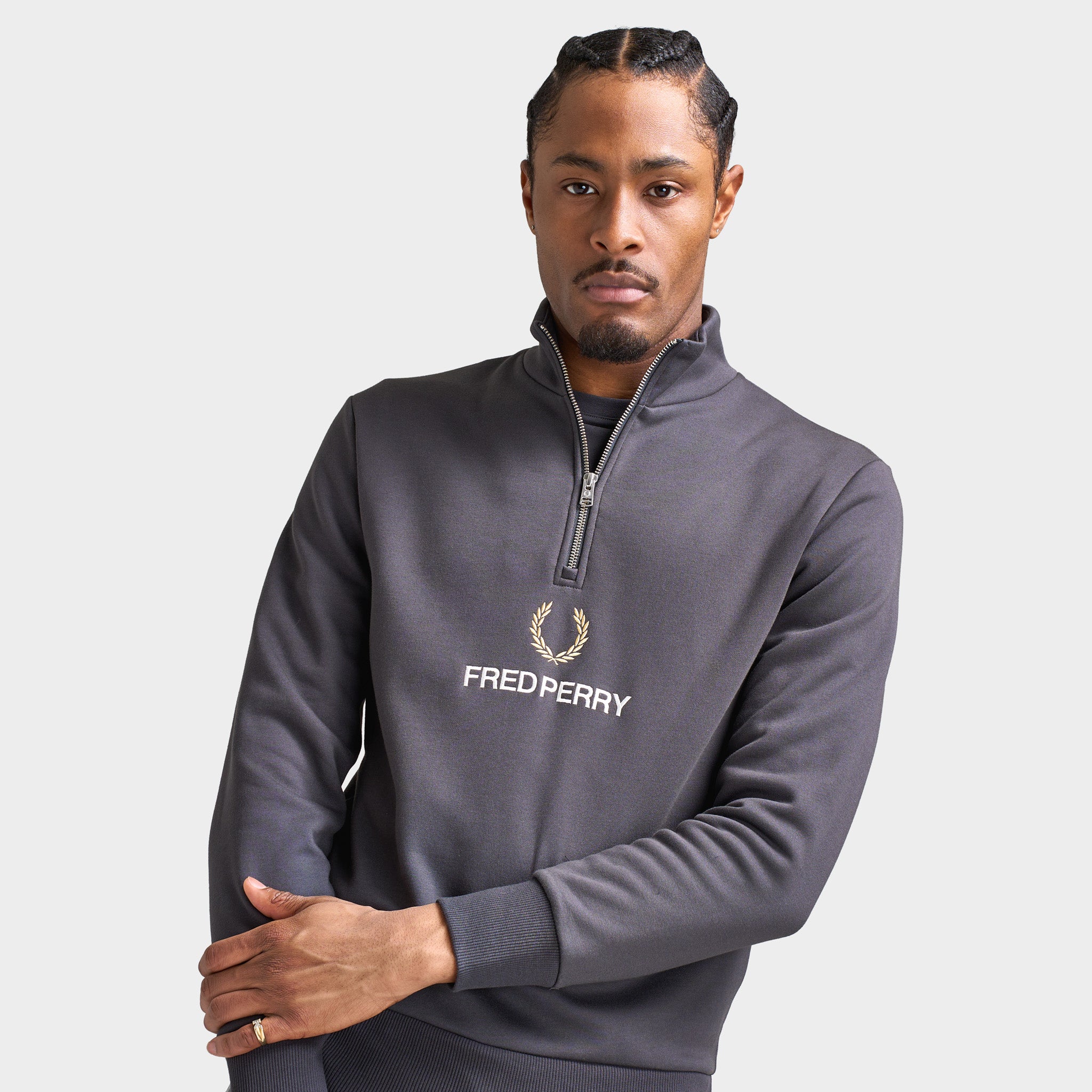 Fred Perry Stacked FLP Half-Zip / Anchor Grey – JD Sports