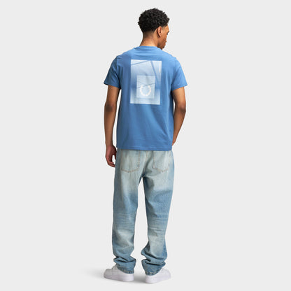 Fred Perry Géométrique Graphique Court T-shirt / Bleu As