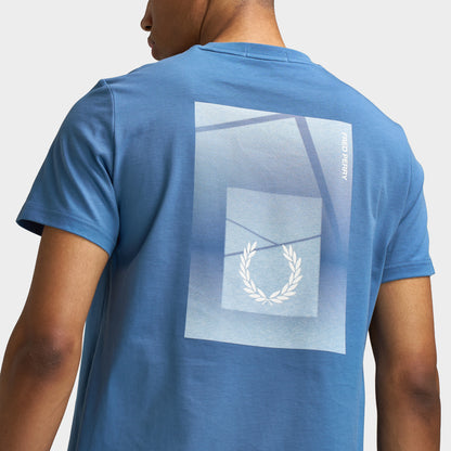 Fred Perry Géométrique Graphique Court T-shirt / Bleu As