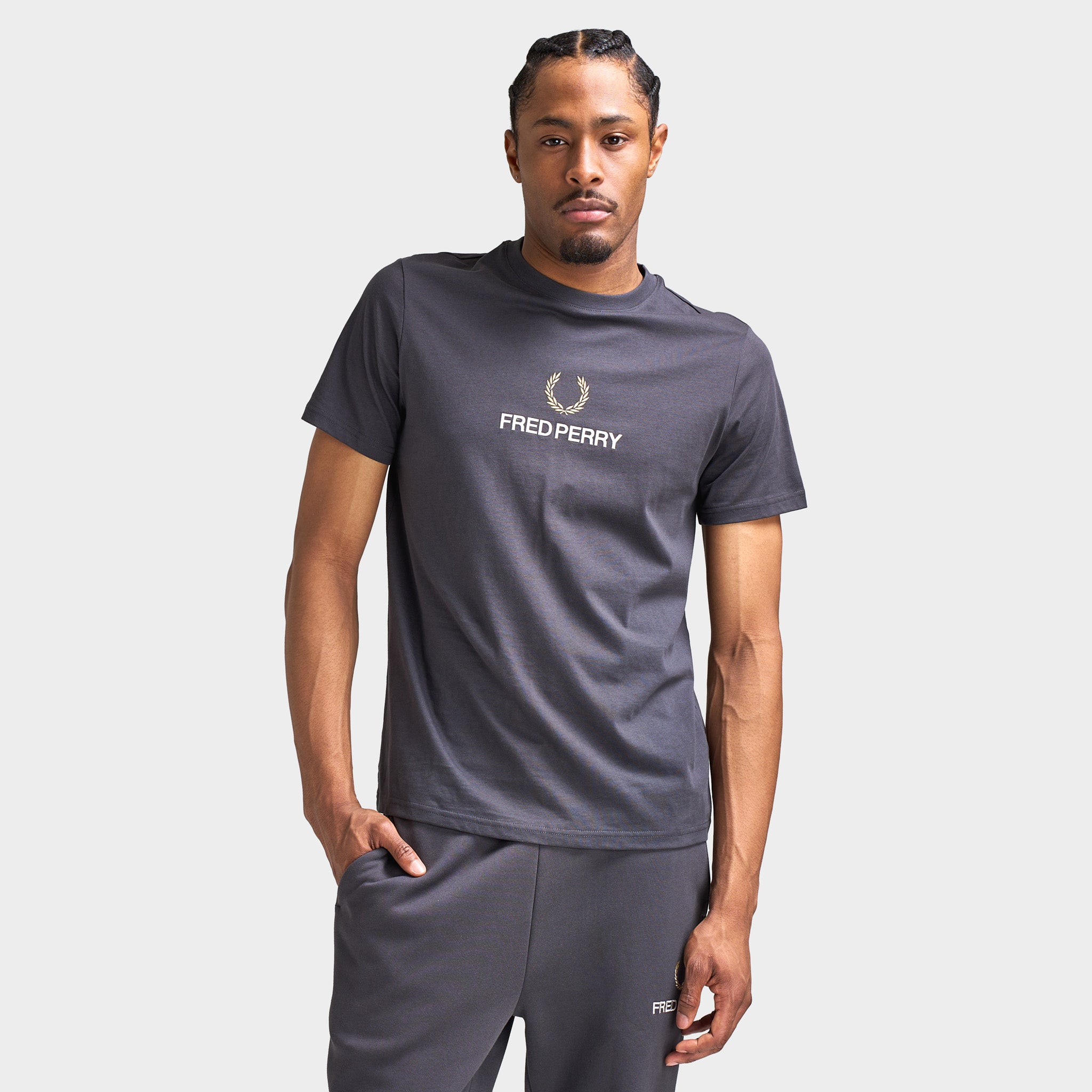 Fred Perry Stacked FLP T-Shirt / Anchor Grey – JD Sports