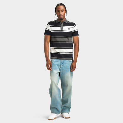 Fred Perry Bold Stripe Polo Shirt Black / Ecru