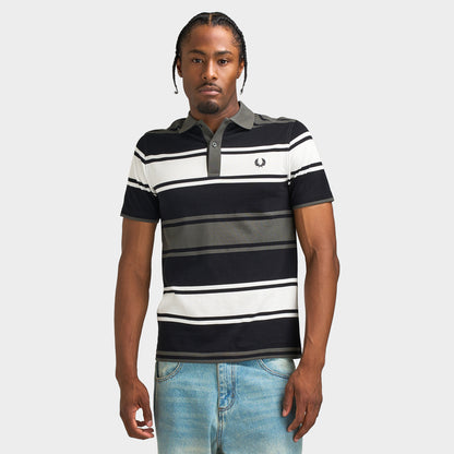 Fred Perry Bold Stripe Polo Shirt Black / Ecru
