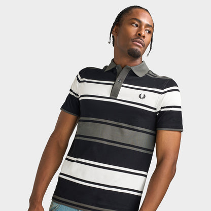 Fred Perry Bold Stripe Polo Shirt Black / Ecru