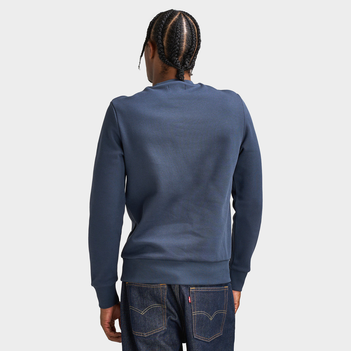 Fred Perry Fleeceback Pique Crew Sweatshirt / Dark Airforce