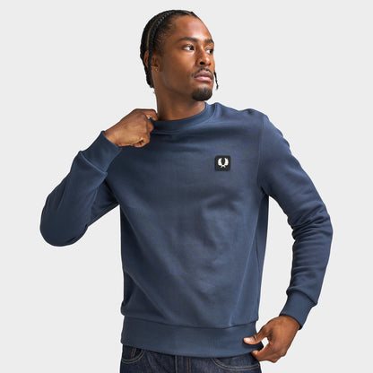 Fred Perry Fleeceback Pique Crew Sweatshirt / Dark Airforce