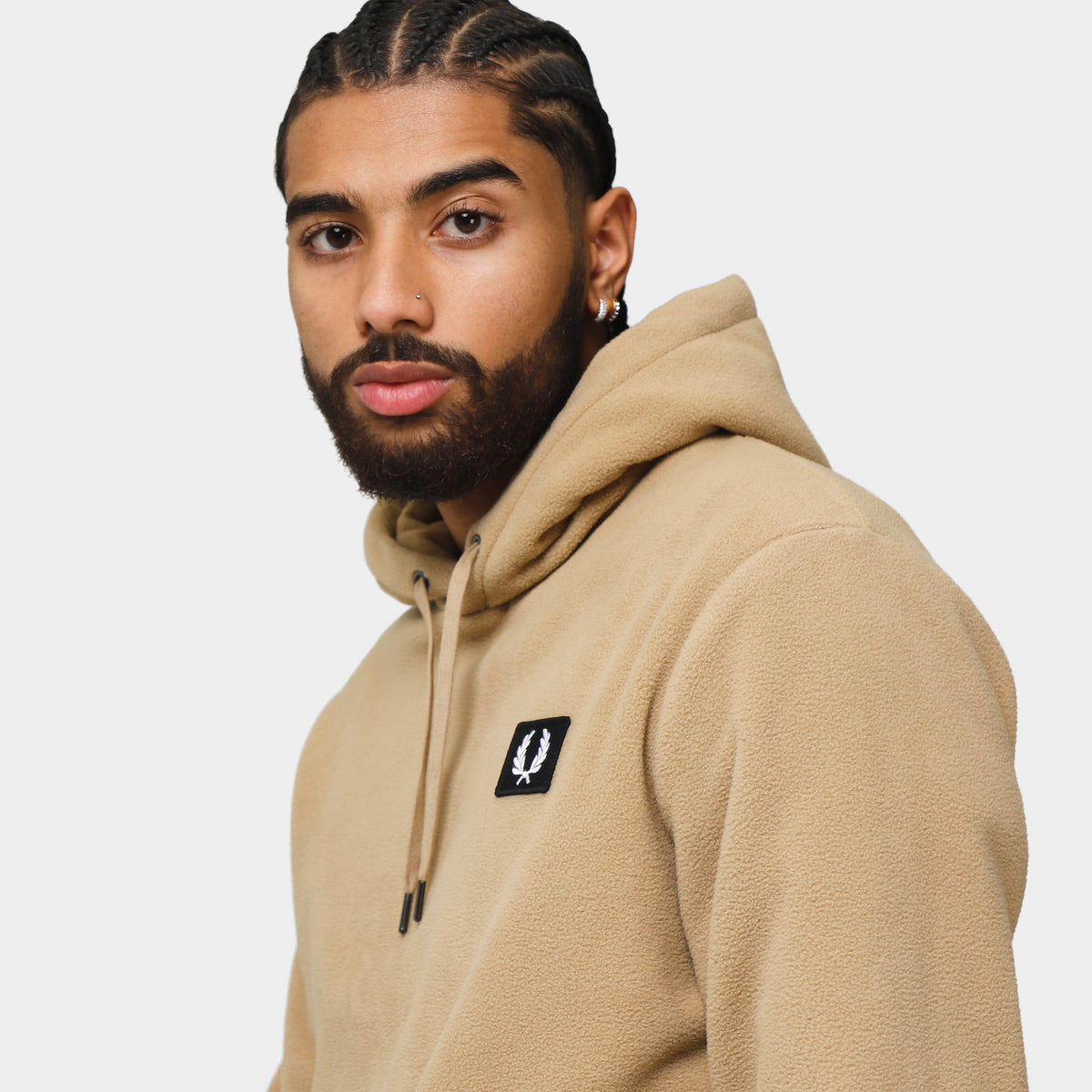 Fred Perry Badge Pullover Hoodie / Stone | JD Sports Canada