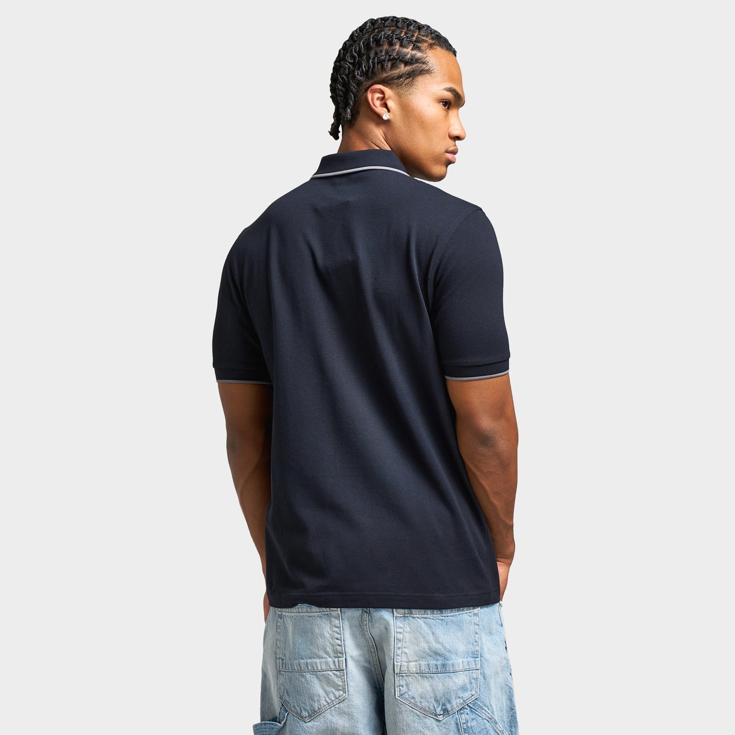 Fred Perry Zip-Neck Shirt Navy / Stockpile Blue