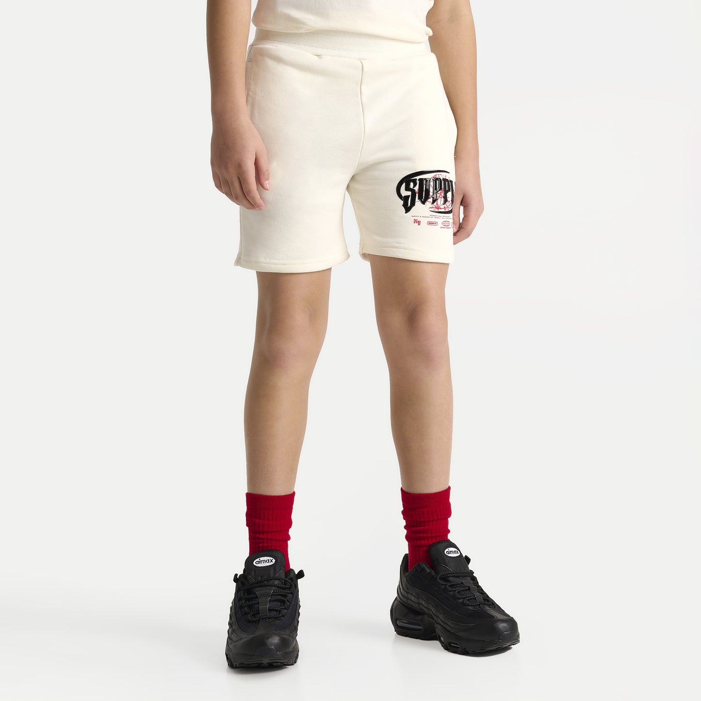 Supply & Demand Junior Garçons Short Chrome Tofu / Rouge Chinois