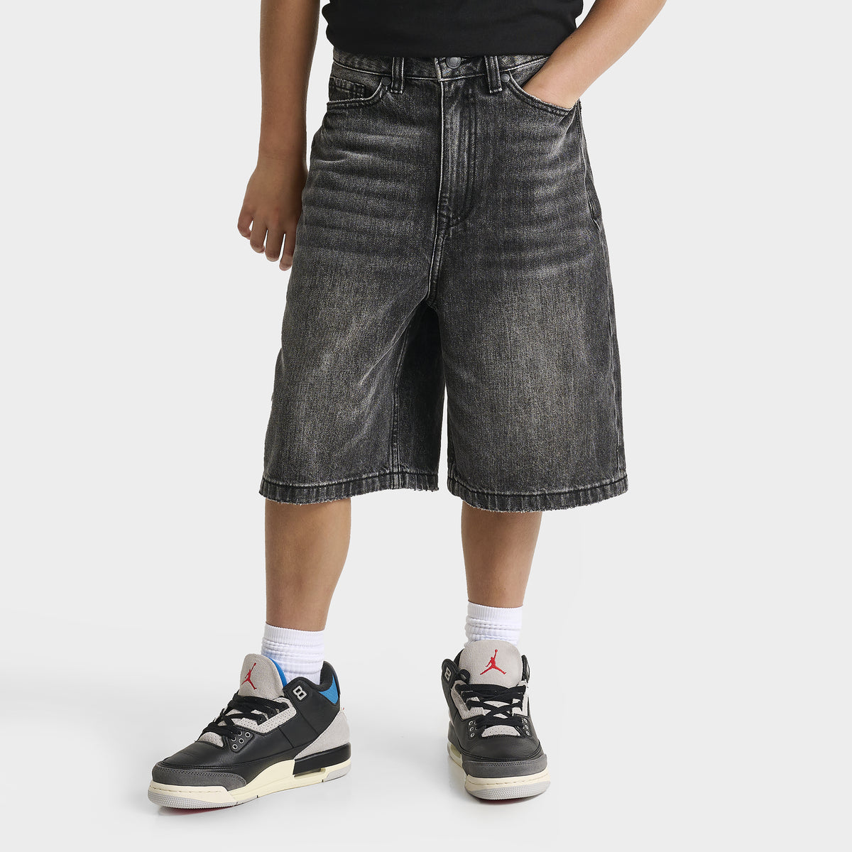 Supply Demand Junior Boys' Timber Shorts Washed Black Denim