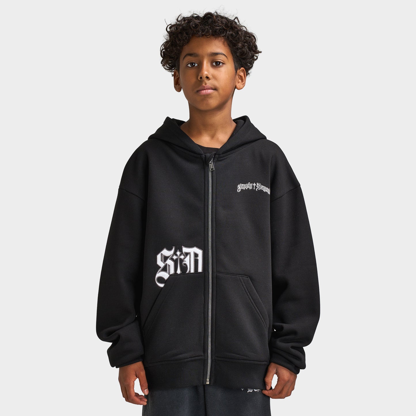 Supply & Demand Junior Chandail à Capuchon Entièrement Zippé / Noir