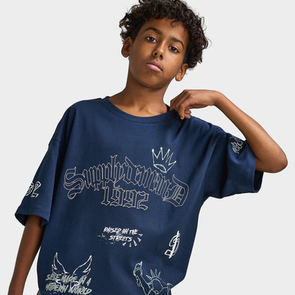 Supply & Demand Juniors' Scratch T-Shirt / Washed Navy Blazer