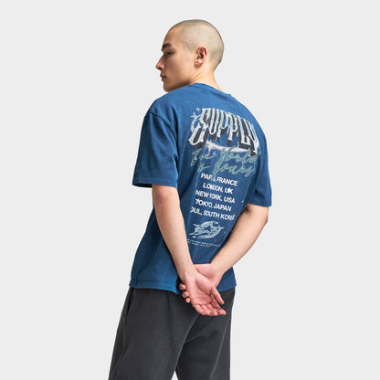 Supply & Demand Chrome Star Graphic T-Shirt / Washed Dark Denim