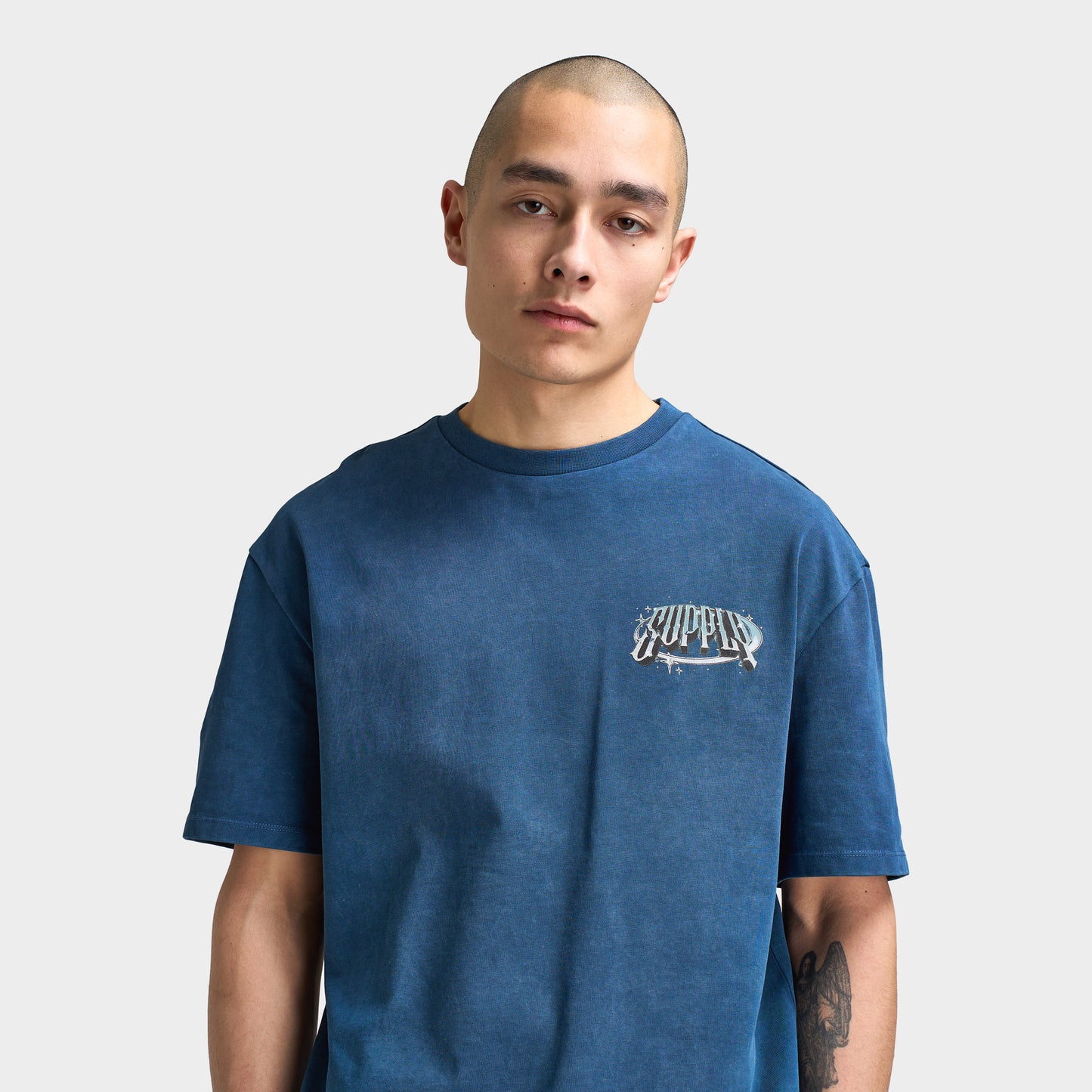 Supply & Demand Chrome Star Graphic T-Shirt / Washed Dark Denim