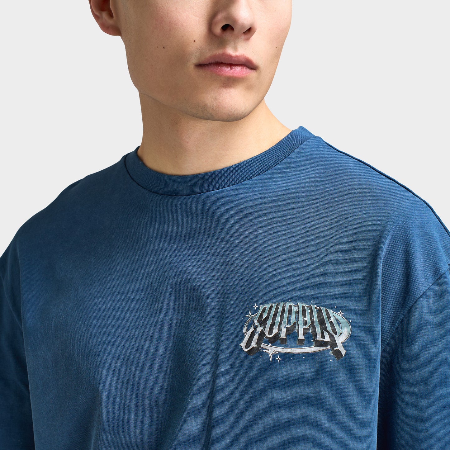 Supply & Demand Chrome Star Graphic T-Shirt / Washed Dark Denim