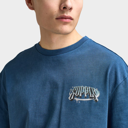 Supply & Demand Chrome Star Graphic T-Shirt / Washed Dark Denim