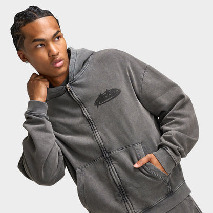 Supply & Demand Fracture Full Zip Hoodie / Washed Black