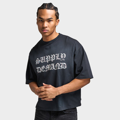 Supply & Demand Glitter Graphic T-Shirt / Black