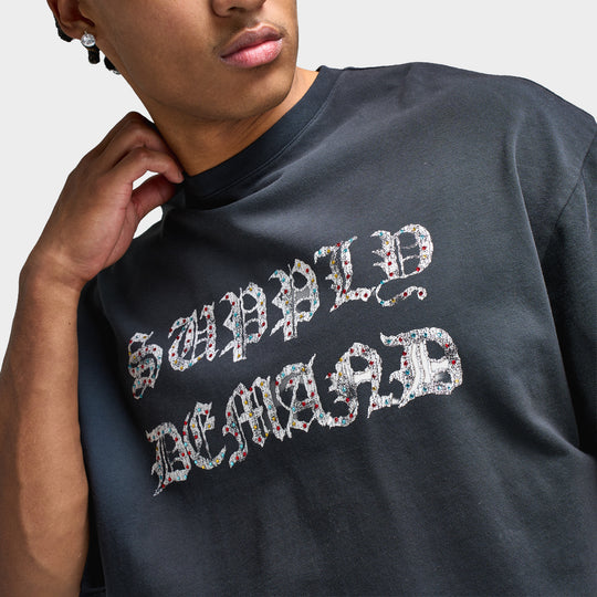 Supply & Demand Glitter Graphic T-Shirt / Black