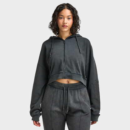 Supply & Demand Chandail à capuche entièrement zippé Monair Boxy pour femme / Gris délavé