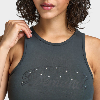 Supply & Demand Women's Spray Tank / Dark Grey With Diamantes