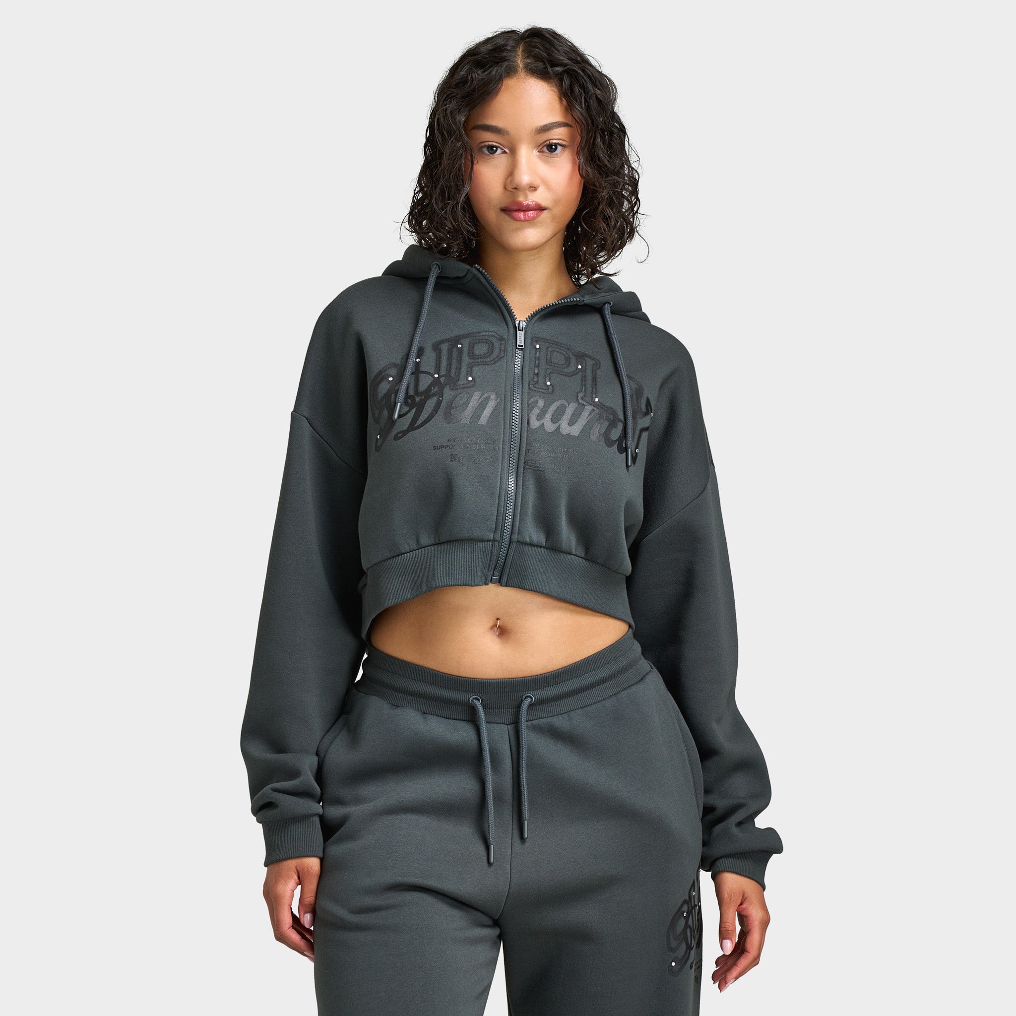 Supply & Demand Women's Spray Boxy Hoodie / Dark Grey With