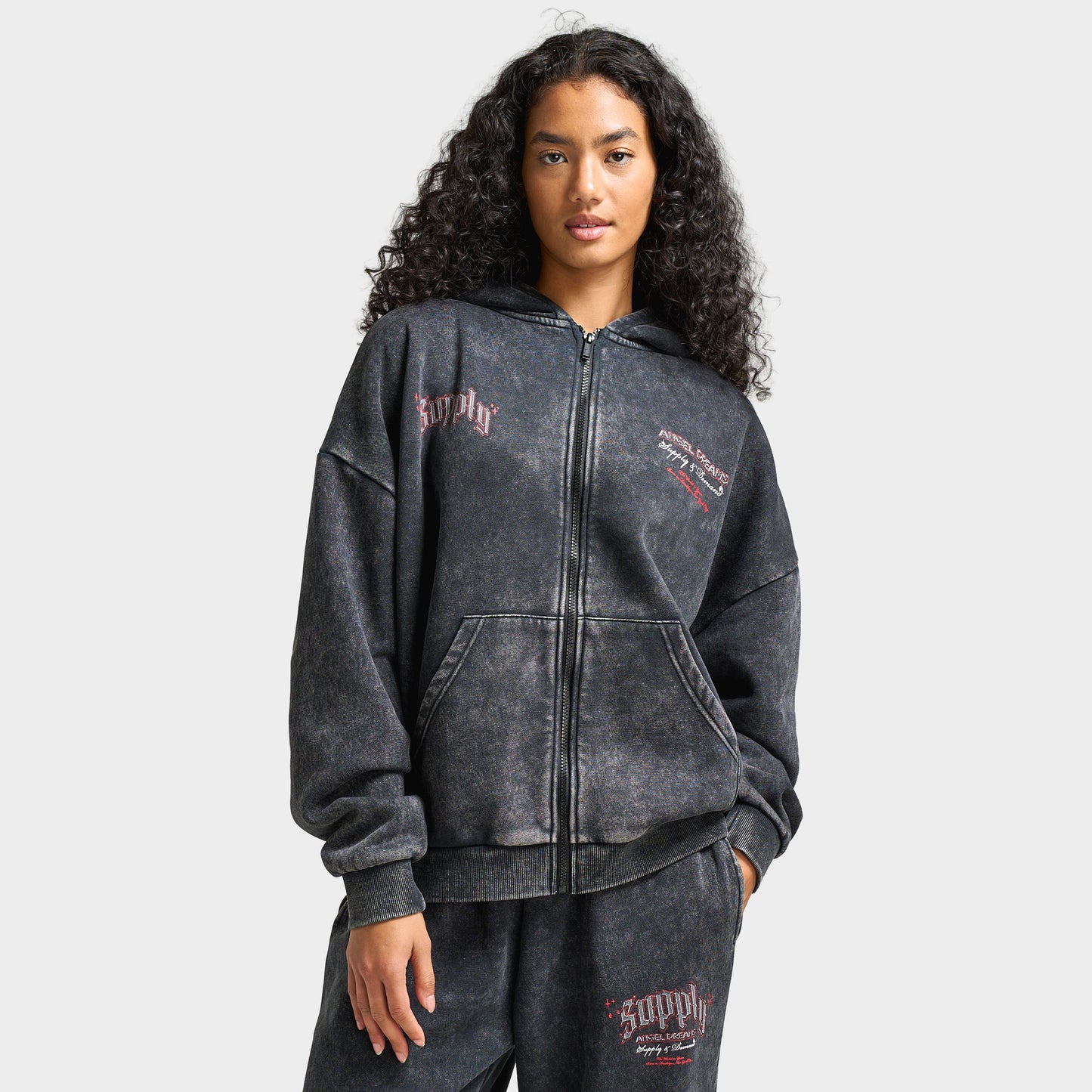 Supply & Demand Women's Angel Dream Fullzip Hoodie / Washed Black