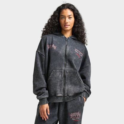 Supply & Demand Women's Angel Dream Fullzip Hoodie / Washed Black