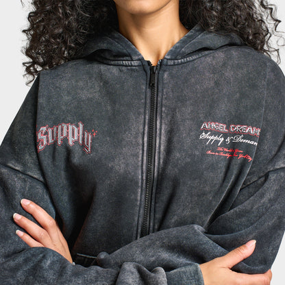 Supply & Demand Women's Angel Dream Fullzip Hoodie / Washed Black