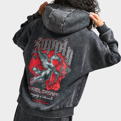 Supply & Demand Women's Angel Dream Fullzip Hoodie / Washed Black